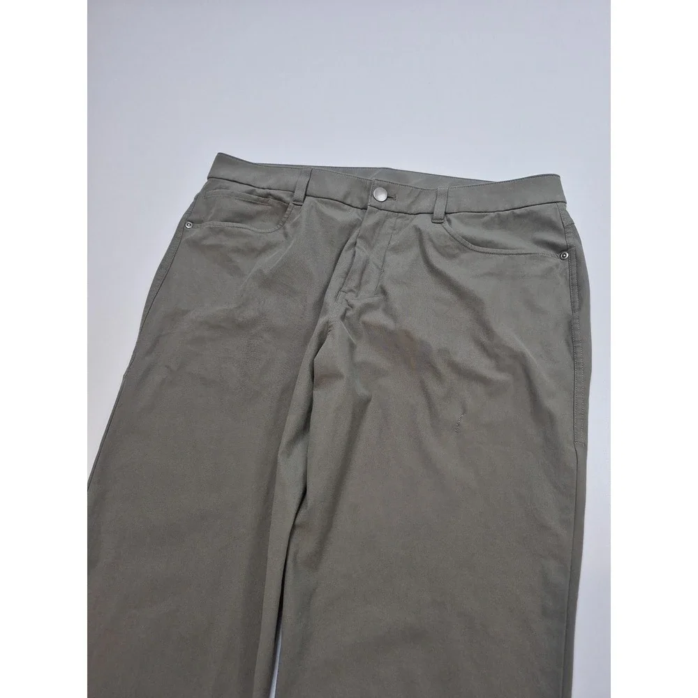 ABC Slim-Fit 5 Pocket Pant 33x30 Green Chino Straight Casual Stretch FLAW Repair